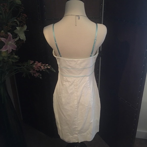 Express stretch white dress with blue edging sz 6 - Picture 4 of 5